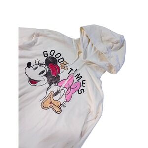 Disney Minnie Mouse Daisy Duck Good Times Hoodie Cream Women XL Oversized Retro